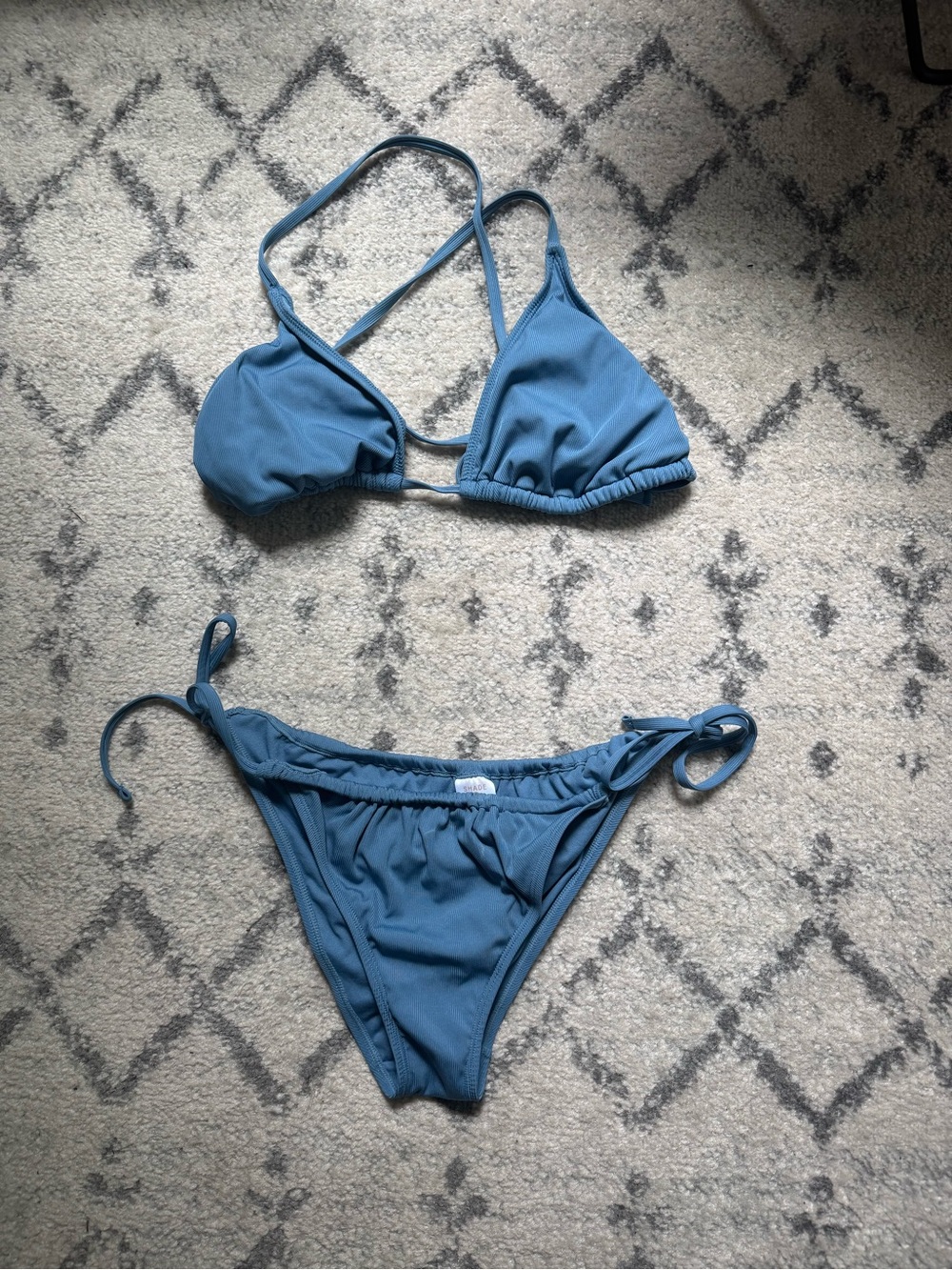 Shade & Shore Blue Triangle Tie-Side Bikini Set
